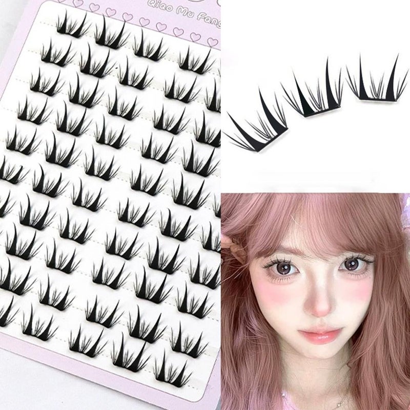 Popular online trend: Curved Deer Eyelash Glue, Thin False Eyelashes, Lazy Person's Three-Step Eyelash Treatment, Segmented, Natural and Realistic for Beginners